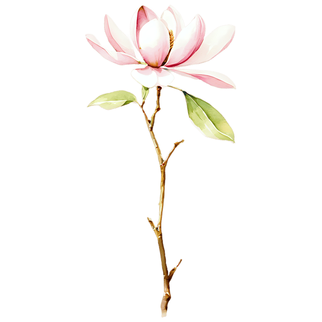 Free transparent PNG: Watercolor Magnolia Tree Transparent PNG – Gentle Illustration for Nursery Decor & Design