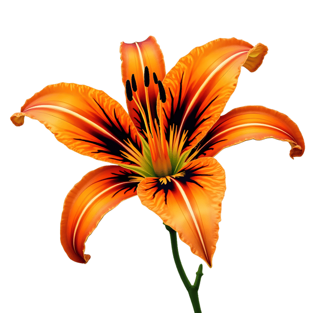 Free transparent PNG: Majestic Tiger Lily PNG with Orange and Black Patterns on Transparent Background