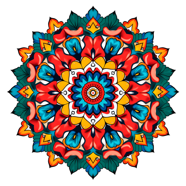 Free transparent PNG: Colorful Symmetrical Mandala with Traditional and Modern Elements