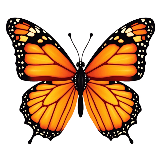 Free transparent PNG: Charming Orange Butterfly with Bold Stripes and Sparkly Eyes - Beautiful Illustration Clipart