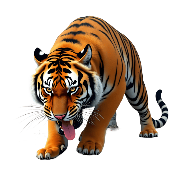 Free transparent PNG: Fierce Tiger Pouncing on Prey PNG Transparent Background for Art and Design