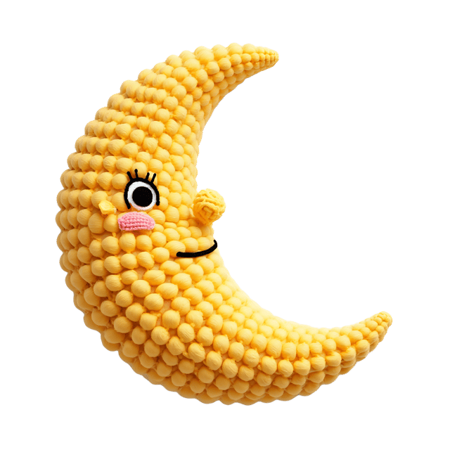 Free transparent PNG: Soft Crocheted Moon PNG with Transparent Background for Crafting and Decor