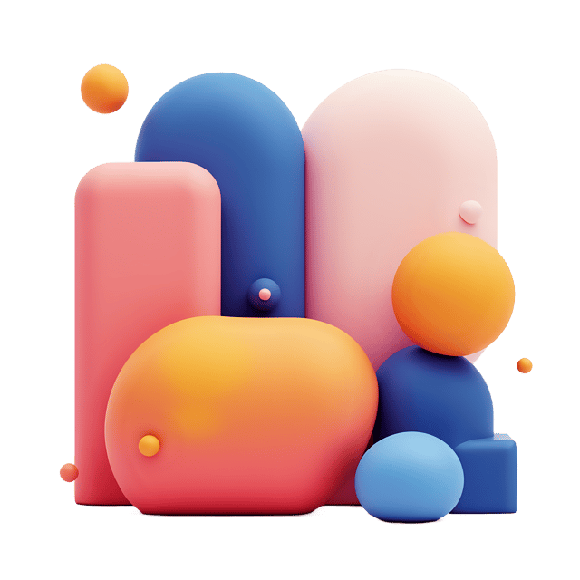 Free transparent PNG: Modern Asymmetrical 3D Art with Bright Colors