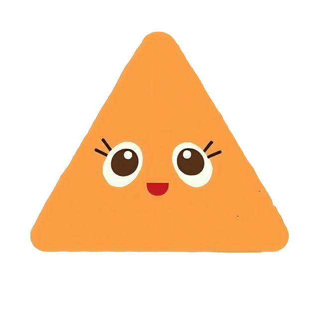 Free transparent PNG: Soft Orange Triangle with Wide Eyes and Friendly Expression - PNG