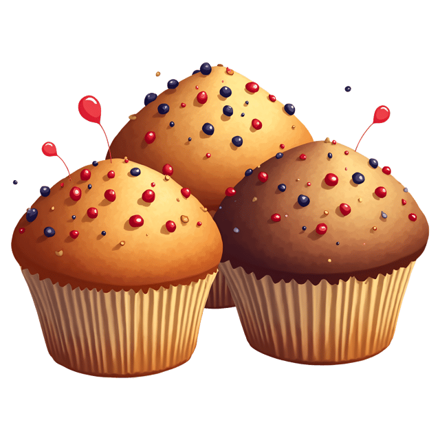 Free transparent PNG: Colorful Muffins in a Muffin Tin Clipart Illustration with Vibrant Colors and Delicious Flavors