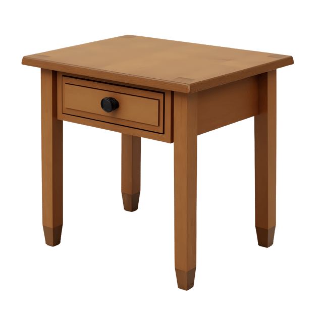 Free transparent PNG: Simple Wooden Side Table with Single Drawer Transparent PNG
