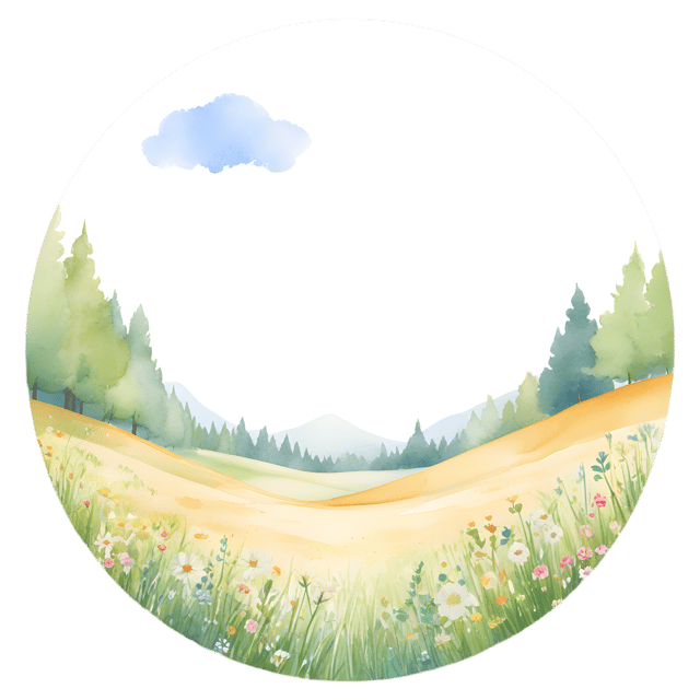 Free transparent PNG: Golden Circle Cradling Serene Meadow PNG Illustration for Nature and Decorative Art