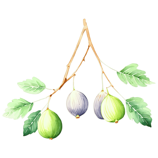 Free transparent PNG: Watercolor Fig Tree Transparent PNG – Gentle Illustration for Design & Nature Lovers