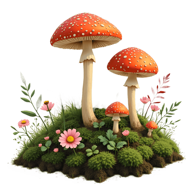 Free transparent PNG: Woodland Mushroom Arrangement  Nature Clipart, free transparent png download