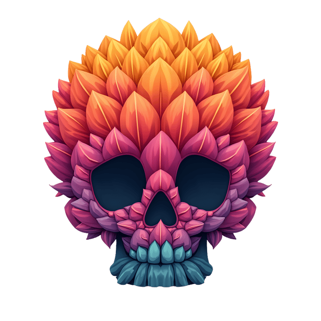 Free transparent PNG: Colorful Petal Skull Design with Transparent Background for Creative Projects