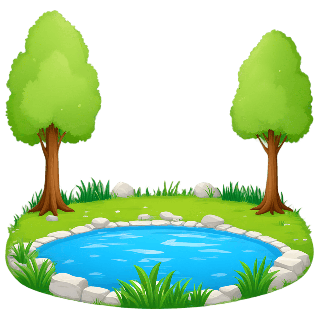 Free transparent PNG: Lush Green Forests and Crystal-Clear Pond PNG Illustration