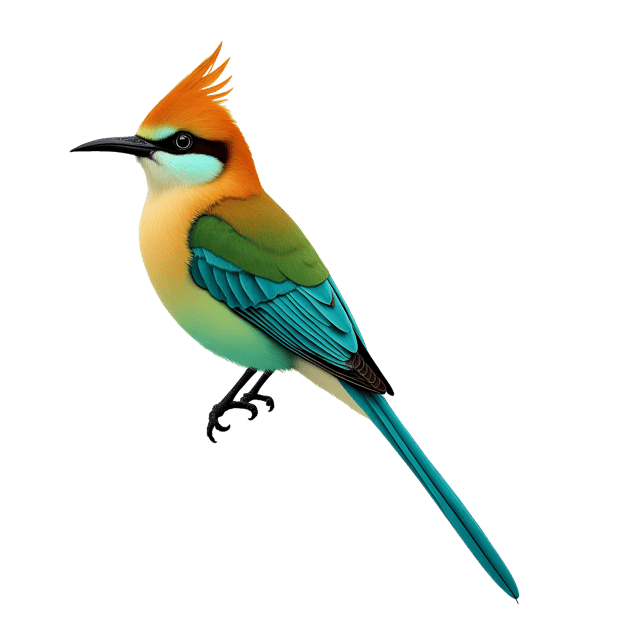 Free transparent PNG: Jewel-Toned Motmot Bird Clipart with Turquoise Wings and Long Tail