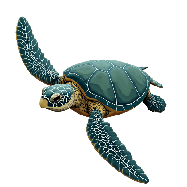 Free transparent PNG: Spotted Sea Turtle with Gentle Waves Clipart - Beautiful PNG Illustration for Marine and Coastal Decor