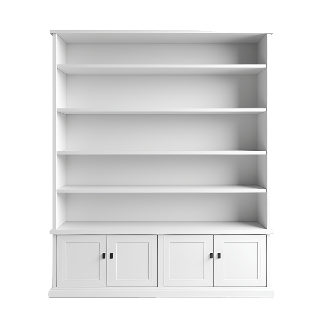Free transparent PNG: Minimalist White Bookshelf with Hidden Storage PNG Illustration