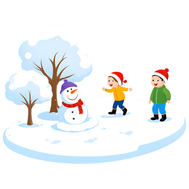 Free transparent PNG: Children Playing in Snowy Field PNG with Transparent Background