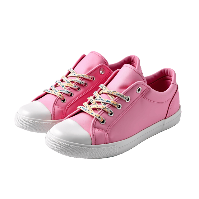 Free transparent PNG: Realistic Sneakers Illustration with White Soles and Colorful Laces on Pure White Background