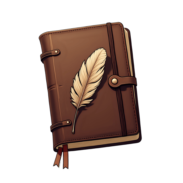 Free transparent PNG: Vintage Writing Feather on Leather Journal  Classic Clipart, free download png