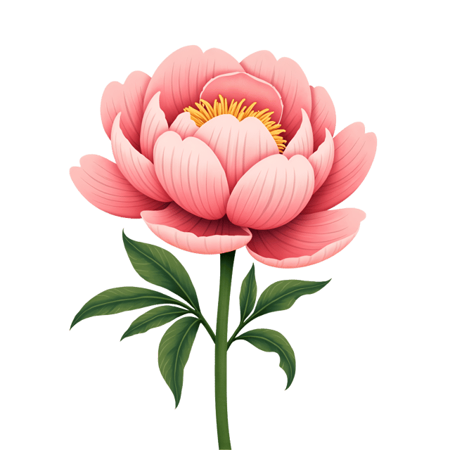 Free transparent PNG: Magnificent Peony Flower Illustration with Rosy Petals and Green Stems