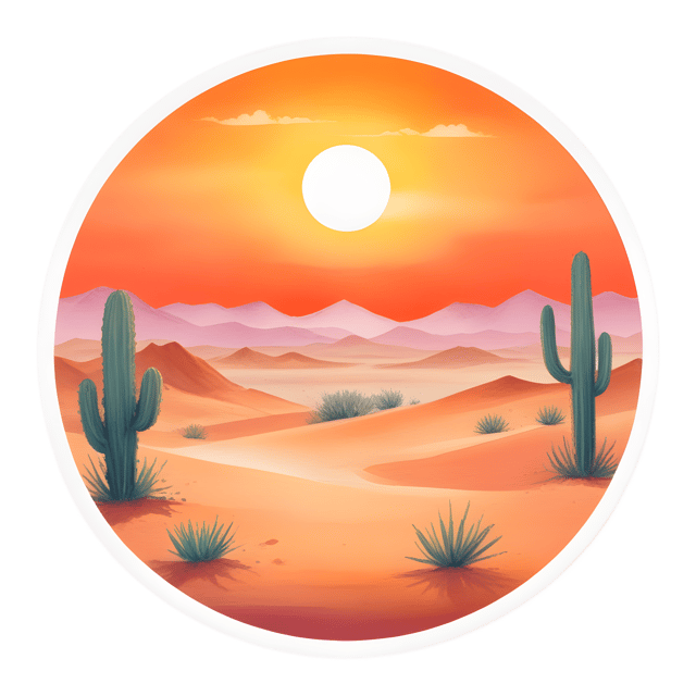 Free transparent PNG: Sunset Desert Landscape with Circle Border PNG