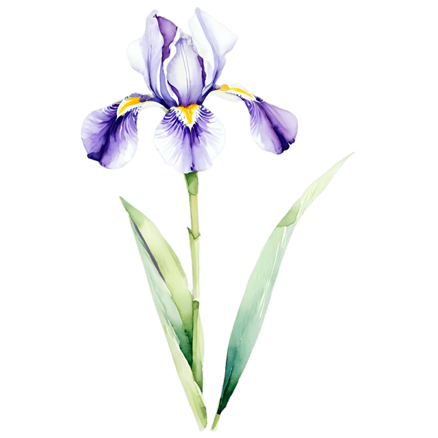 Free transparent PNG: Watercolor Iris Flower Transparent PNG – Gentle Illustration for Design