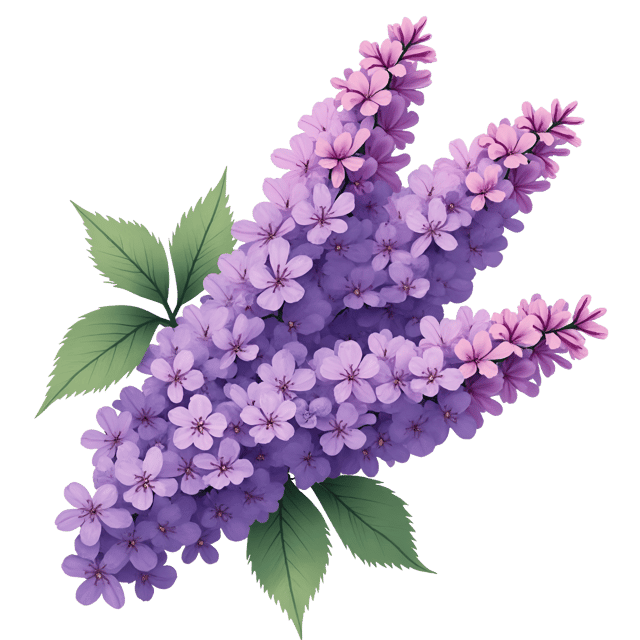 Free transparent PNG: Elegant Lilac Cluster Purple Flower Illustration with Watercolor Touches for Floral Design
