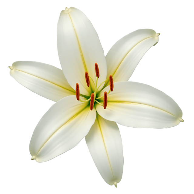 Free transparent PNG: White Lily with Golden Stamens Clipart - Elegant Flower Illustration on Transparent Background