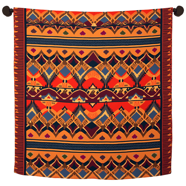 Free transparent PNG: Tribal-Inspired Fabric Wall Hanging Design with Bold Patterns and Motifs