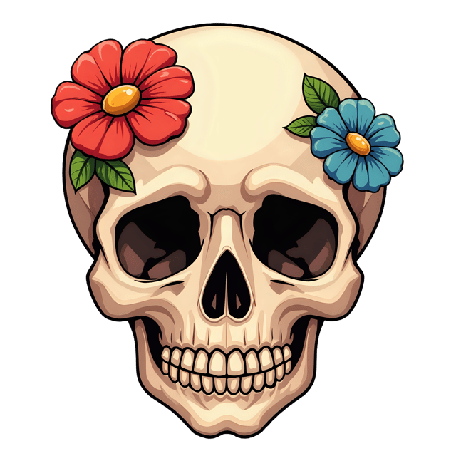 Free transparent PNG: Floral Skull Art with Transparent Background PNG Format