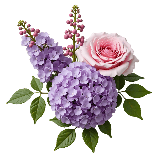 Free transparent PNG: Lilac, Rose, and Hydrangea Flowers PNG Clipart  Perfect for Floral Design  Crafts