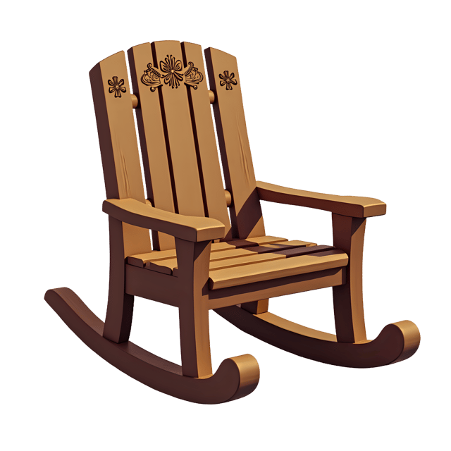 Free transparent PNG: Cozy Wooden Rocking Chair with Carved Flowers PNG Illustration