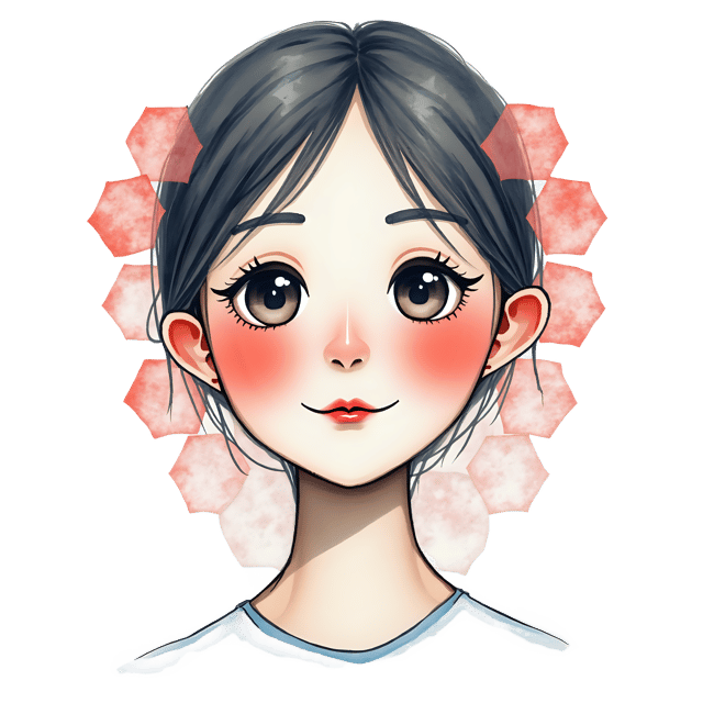 Free transparent PNG: Abstract Portrait with Repeating Hexagon Shapes and Rosy Cheeks