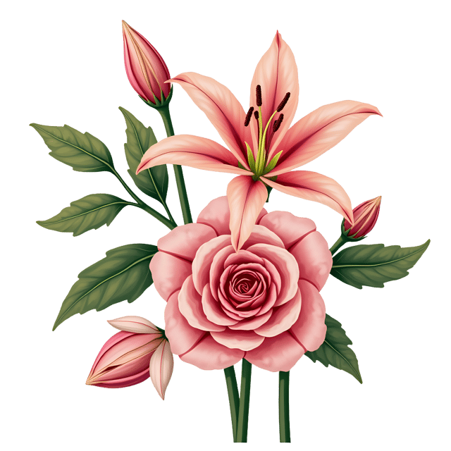 Free transparent PNG: Lily, Orchid  Rose Flowers PNG  Elegant Floral Design for Events, Crafts  Decor