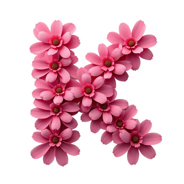 Free transparent PNG: K Spelled with Peony Petals PNG Transparent Background