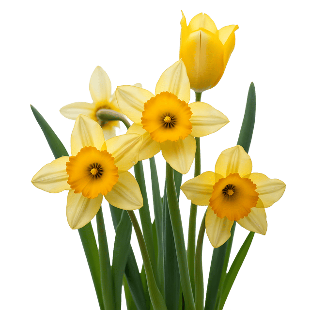 Free transparent PNG: Daffodil and Tulip Flowers PNG Clipart  Spring Blooms for Design  Decor
