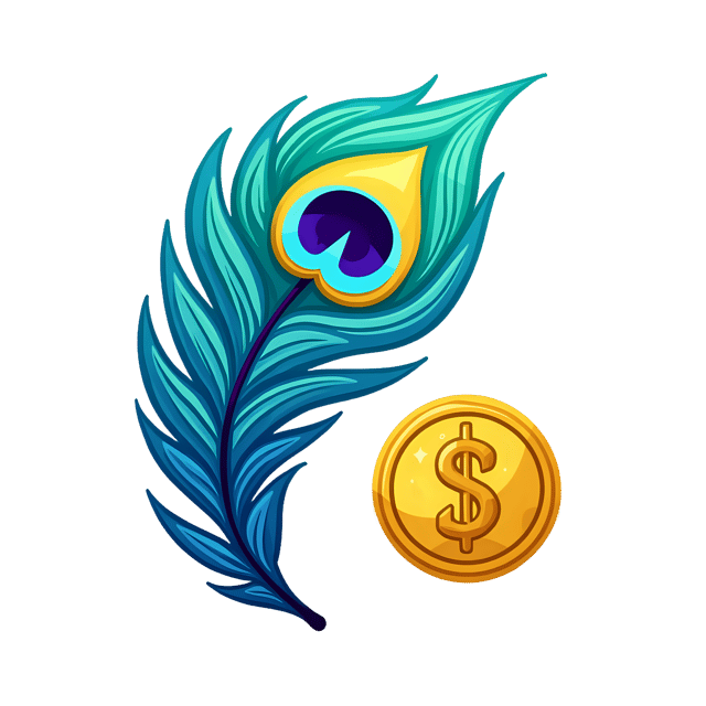 Free transparent PNG: Iridescent Peacock Feather with Gold Coin  Nature Clipart, free transparent png download