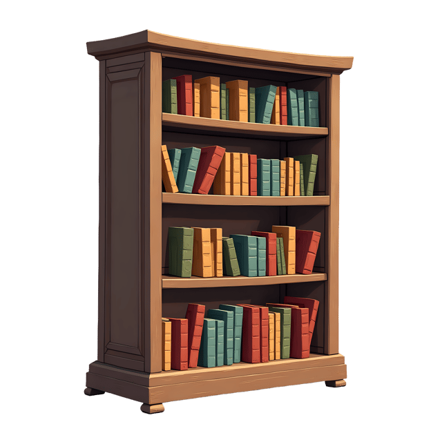 Free transparent PNG: Vintage Cartoon Bookshelf PNG Clipart  Ideal for Home Decor  Nostalgic Themes