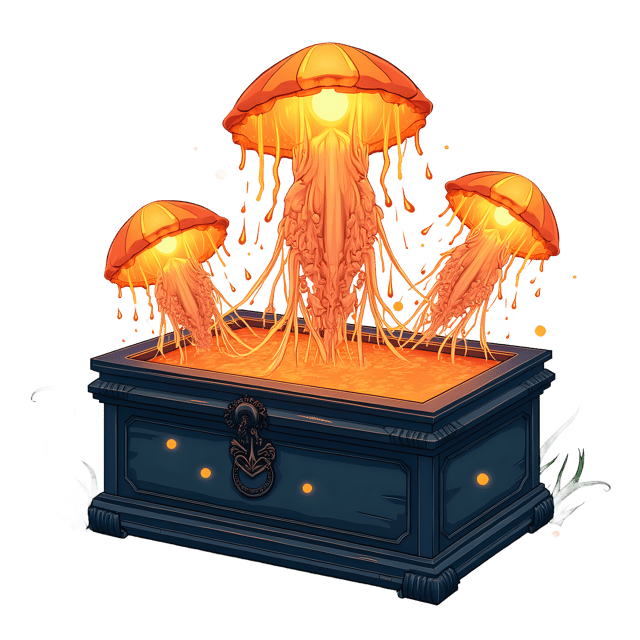 Free transparent PNG: Chest Surrounded by Jellyfish Glow  Underwater Scene Clipart, free download png