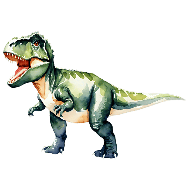 Free transparent PNG: Watercolor Tyrannosaurus Rex PNG – Transparent Background Dinosaur Illustration