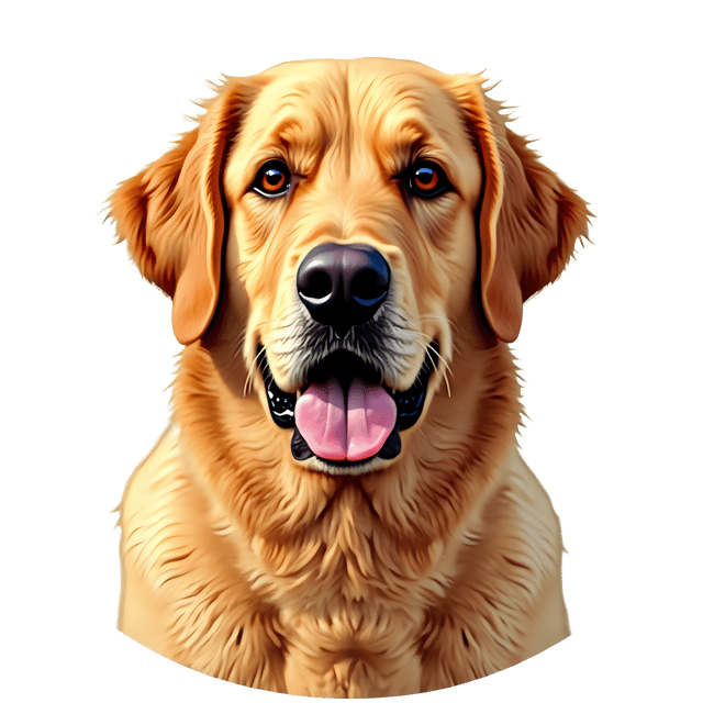 Free transparent PNG: Golden Retriever PNG with Shiny Golden Coat and Alert Brown Eyes for Pet Portraits and Decor