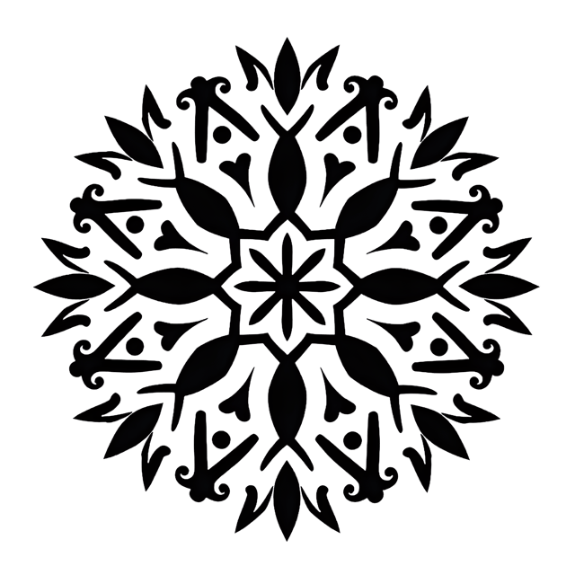 Free transparent PNG: Symmetrical Geometric Mandala with Sharp Angles and Lines on Transparent Background