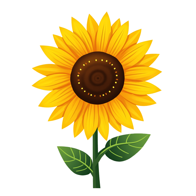 Free transparent PNG: Whimsical Sunflower Illustration with Bright Yellow Petals and Large Center