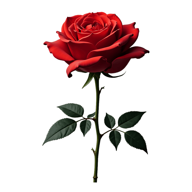 Free transparent PNG: Single Red Rose PNG with Transparent Background for Floral Design and Clipart
