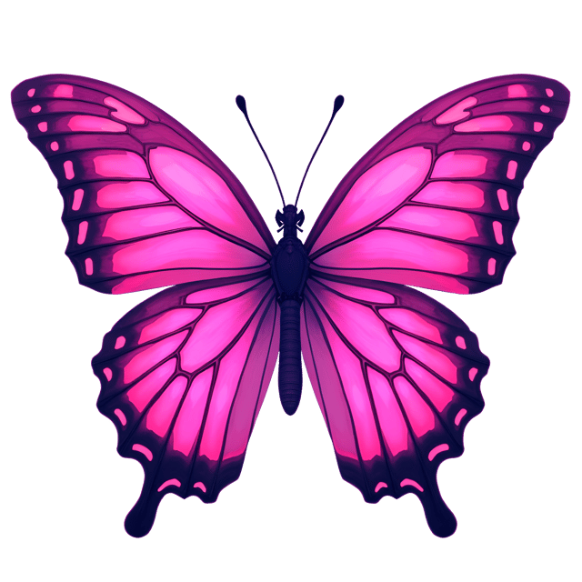 Free transparent PNG: Electric Pink Butterfly with Vibrant Color Blocks and Neon Highlights - Modern Illustration