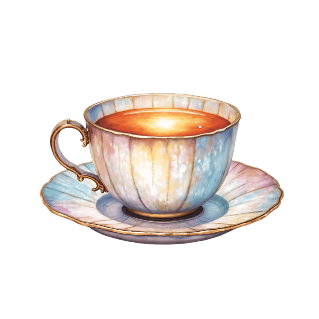 Free transparent PNG: Pearlescent Tea Cup  Elegant Iridescent Clipart, Free PNG Download