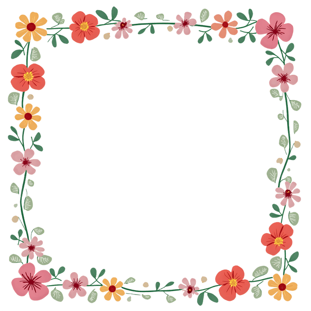 Free transparent PNG: Hand-Drawn Flower Border PNG with Transparent Background for Artistic Design