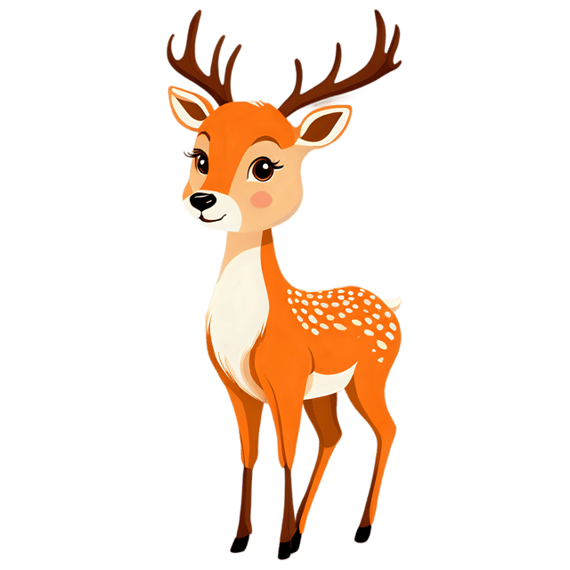 Free transparent PNG: Cute Cartoon Deer Illustration with Transparent Background