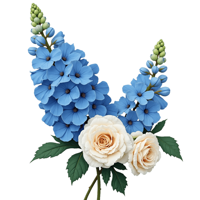 Free transparent PNG: Royal Blue Delphiniums with White Roses  Floral Clipart, free downloadable png