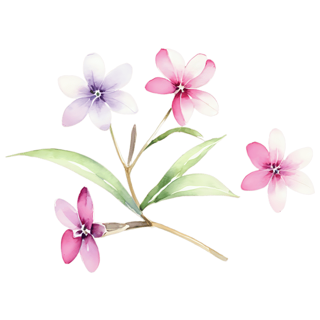 Free transparent PNG: Watercolor Phlox Flower Transparent PNG – Gentle Illustration for Nature Lovers