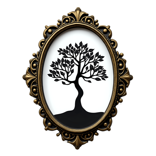 Free transparent PNG: Tree Silhouette Inside Antique Brooch  Free PNG Download