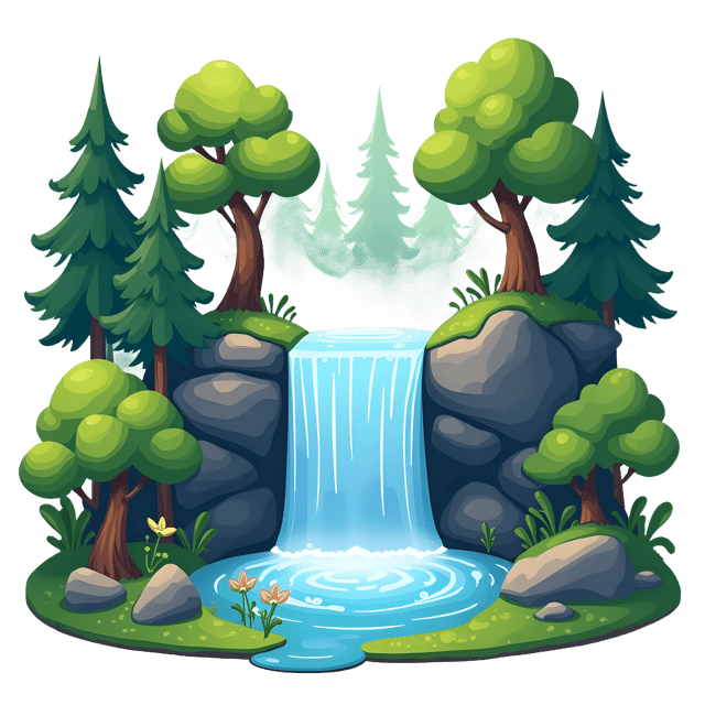 Free transparent PNG: Translucent Waterfall PNG Background for Nature and Forest Imagery